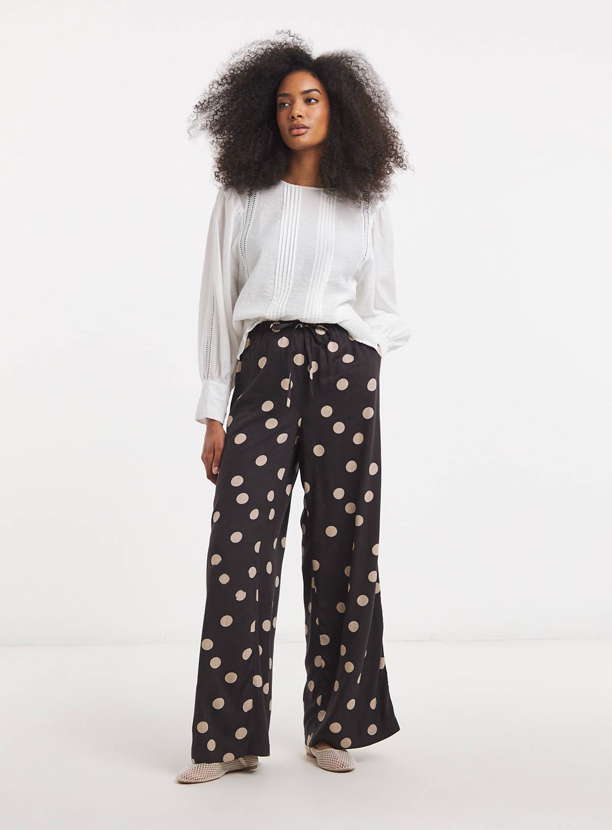 SIMPLY BE Chocolate Spot Linen Trouser 30 - Image 3